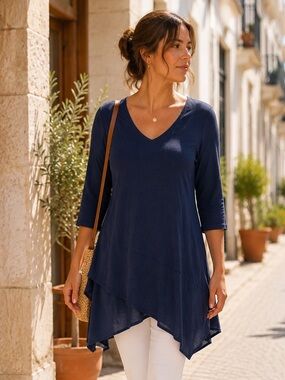 Chico's Deep Blue Layered Tunic